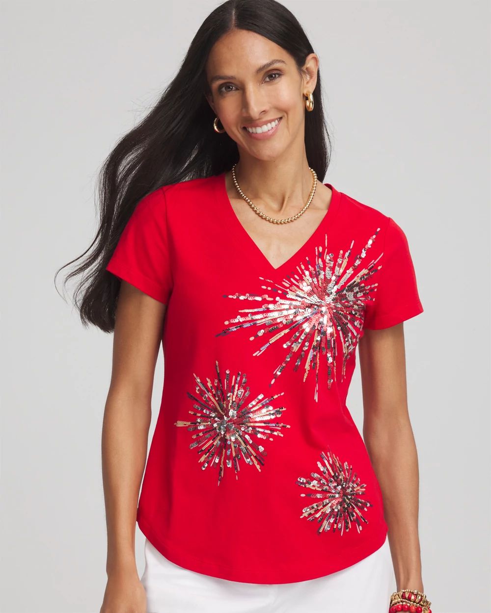 Fireworks Embellished Knit Tee | Chico's